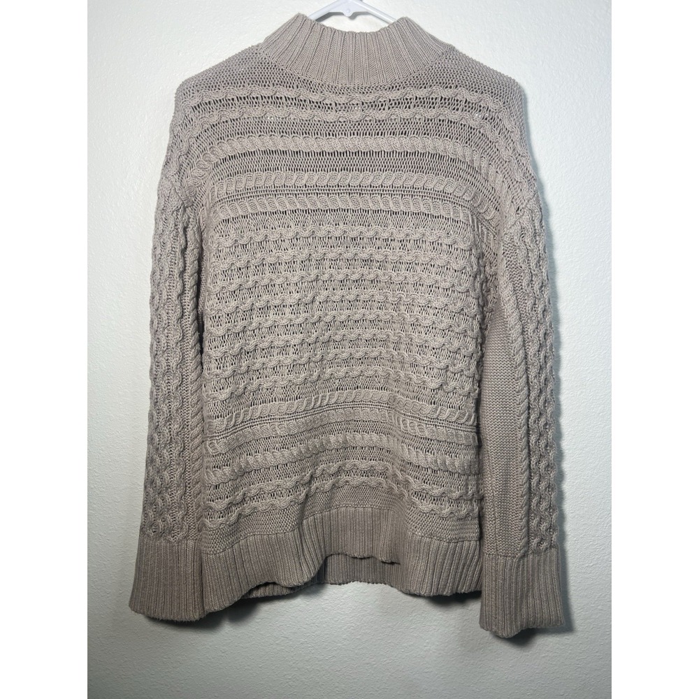 Haven Well Within Quiet Luxury Organic Cotton Cable Knit Funnel Neck Fisherman S